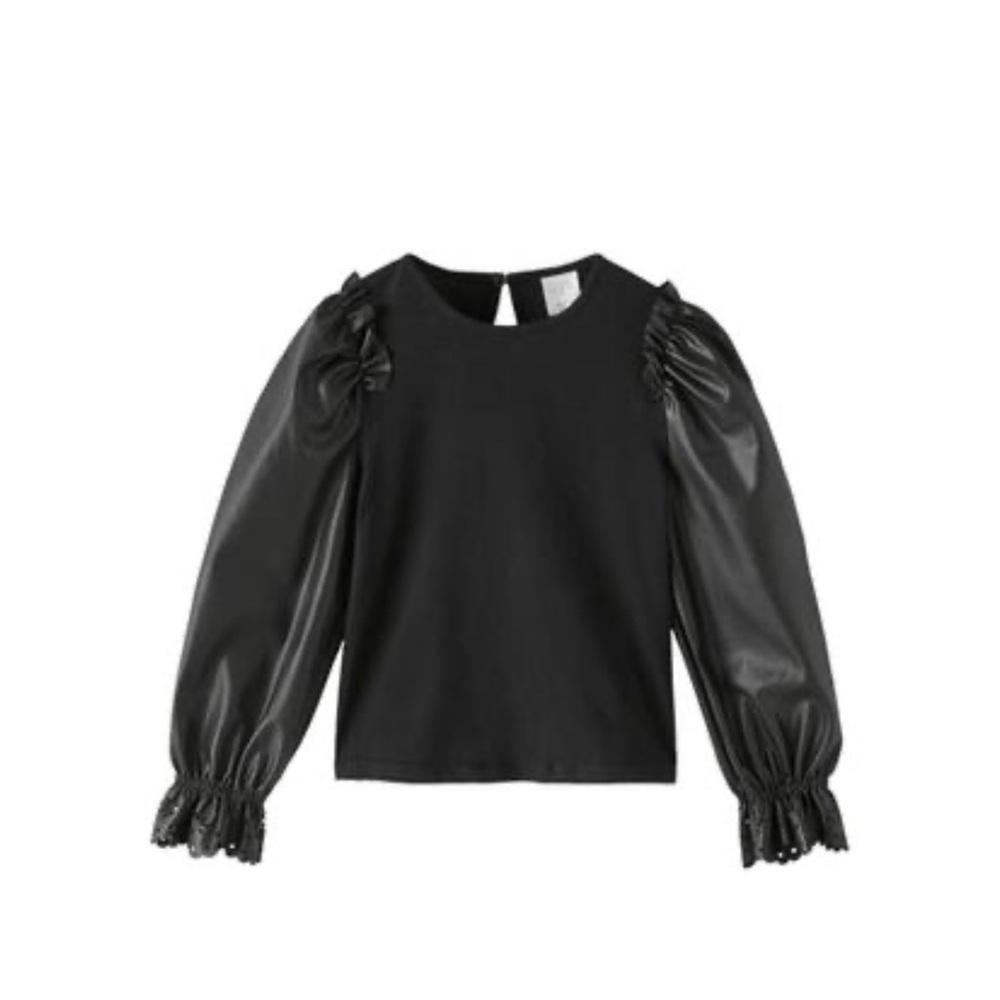 Zara kid faux leather sleeve top